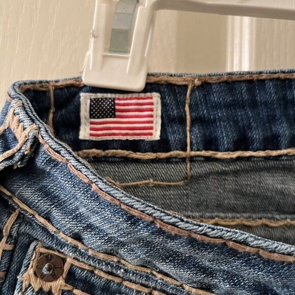 True Religion Billy Super T Jeans Think Tan Stitching USA Y2K Women's Size 27 - Picture 8 of 16